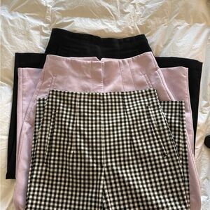 Zara Tailored Pants Bundle (3) | Size M | Black, Lilac, Gingham